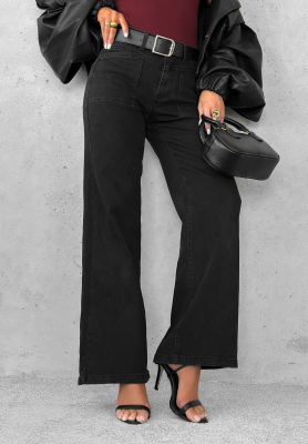 Džíny wide leg s páskem Still Learning tmavě šedý