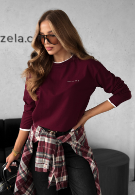 Bavlněná halenka s dlouhým rukávem Just A Dream vínová