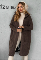 Dlouhý kardigan oversize s kapucí Simply Live čokoládový