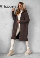 Dlouhý kardigan oversize s kapucí Simply Live čokoládový