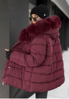 Prošívaná Bunda z futerkiem i paskiem Coldest Moments vínová