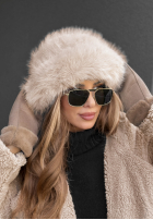 Čepice bucket hat z futerkiem Winter Cuddles béžová