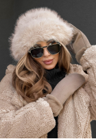 Čepice bucket hat z futerkiem Winter Cuddles béžová