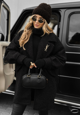 Kabát s kožíškem a vlnou Under The Leaves Černé