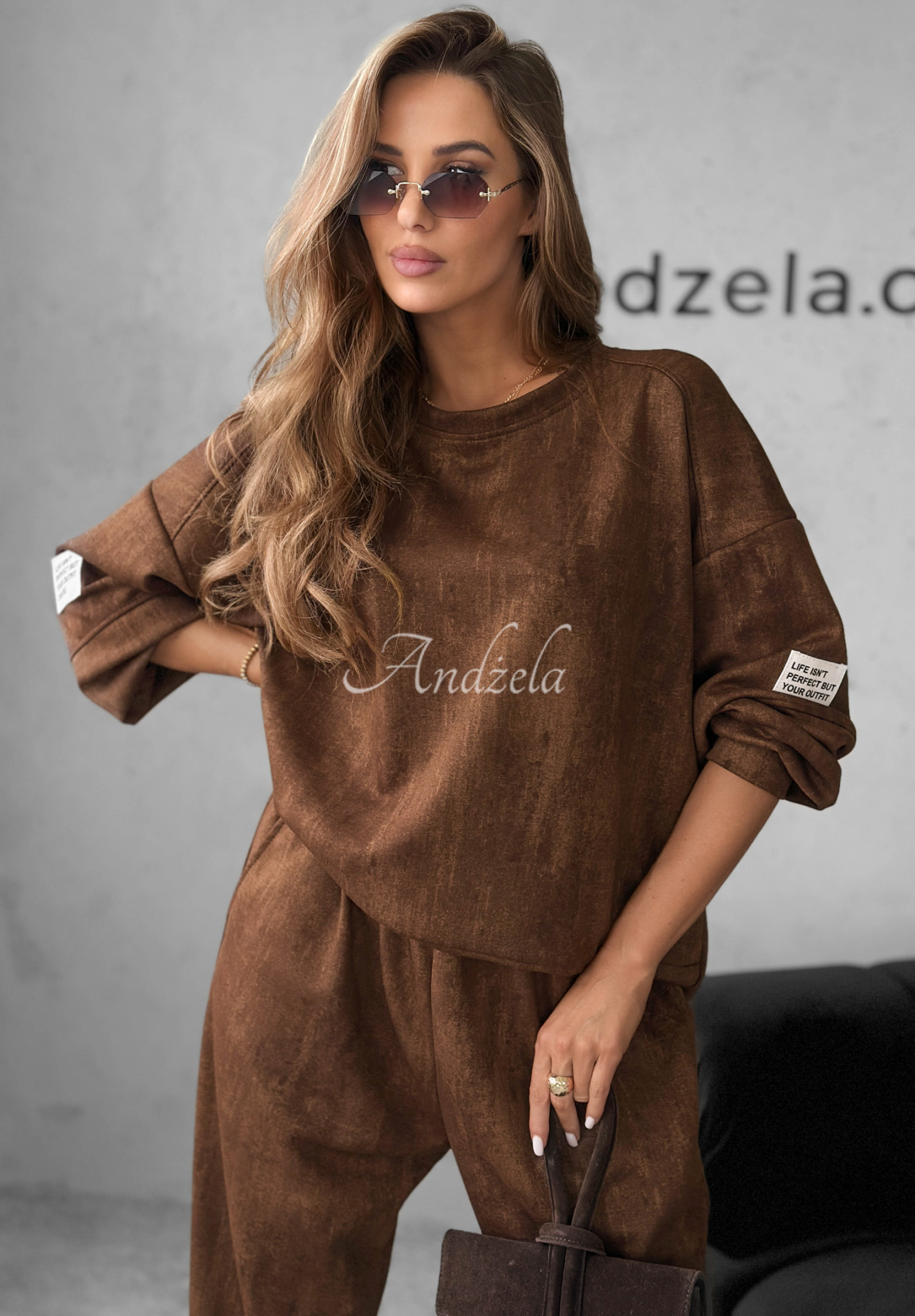 Tepláková souprava mikina a kalhoty Get It Now čokoládový