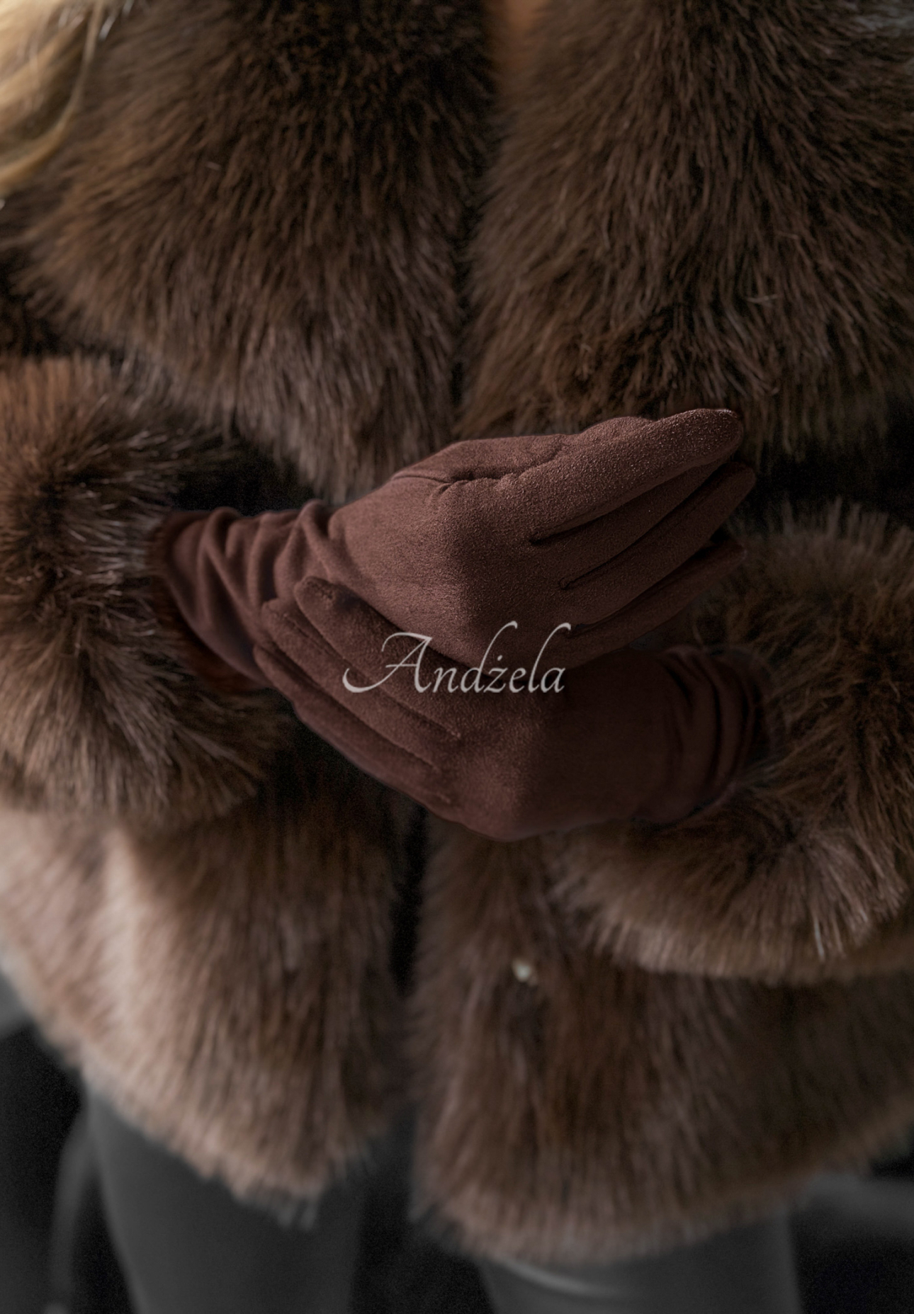 Dlouhé semišové rukavice Long December čokoládové