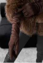 Dlouhé semišové Rukavice Long December čokoládové