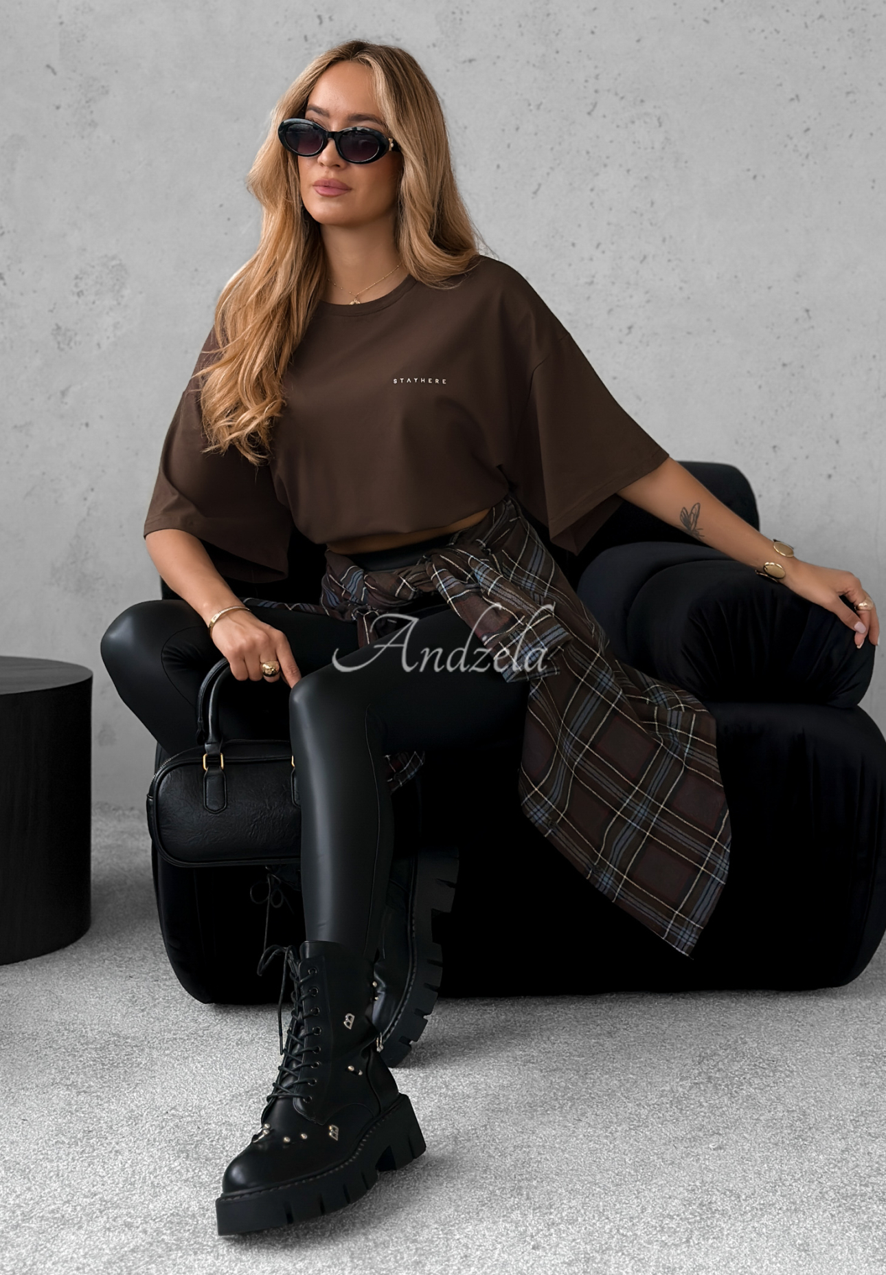 Bavlněné tričko s potiskem Without Saying čokoládový