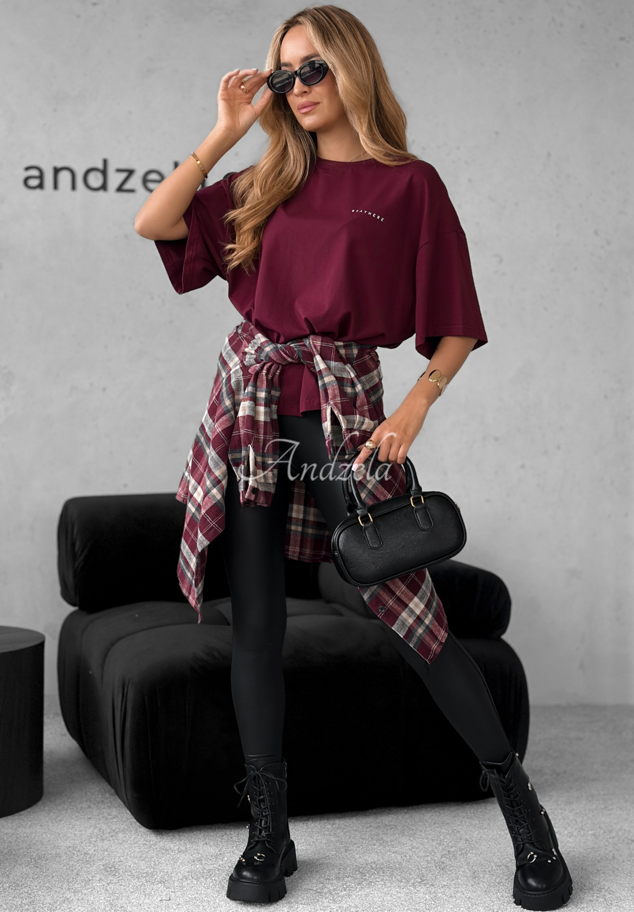 Bavlněné tričko s potiskem Without Saying vínový