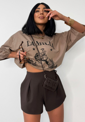 Viskózové šortky La Milla Off Today čokoládové