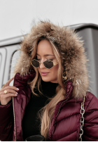 Długa Prošívaná Bunda z futerkiem The Snow Glow vínová