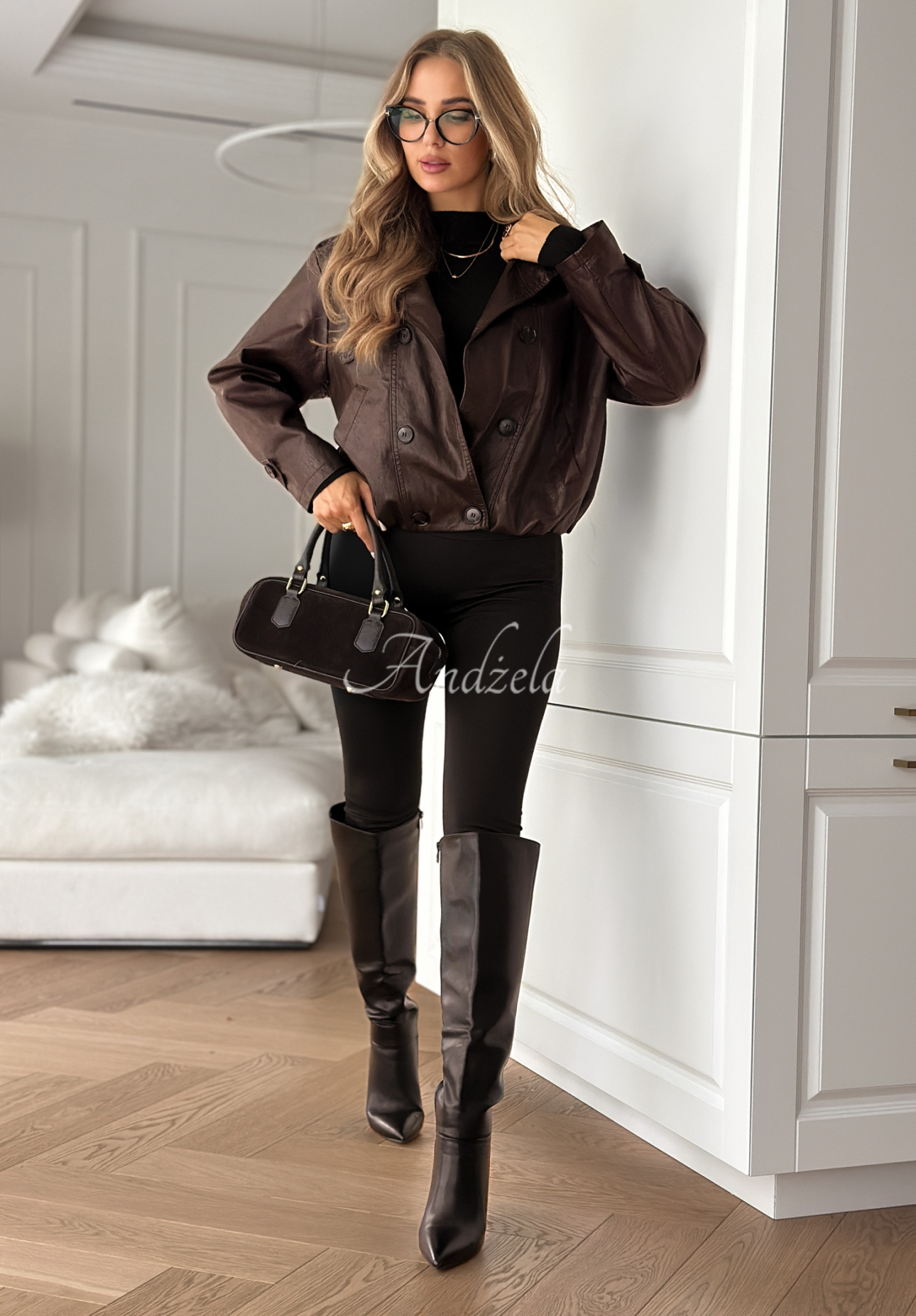 Kožená bunda s knoflíky Don’t React čokoládová