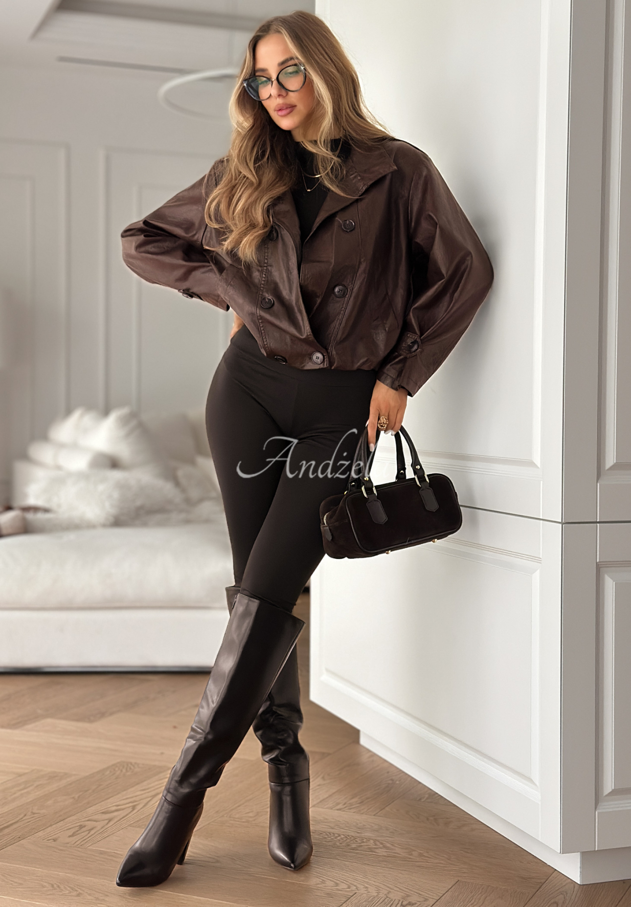 Kožená bunda s knoflíky Don’t React čokoládová