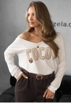 Svetr z nadrukiem Coco ecru