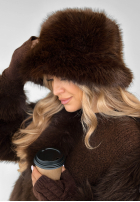 Čepice bucket hat z futerkiem When Snow Falls čokoládová