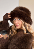 Čepice bucket hat z futerkiem When Snow Falls čokoládová