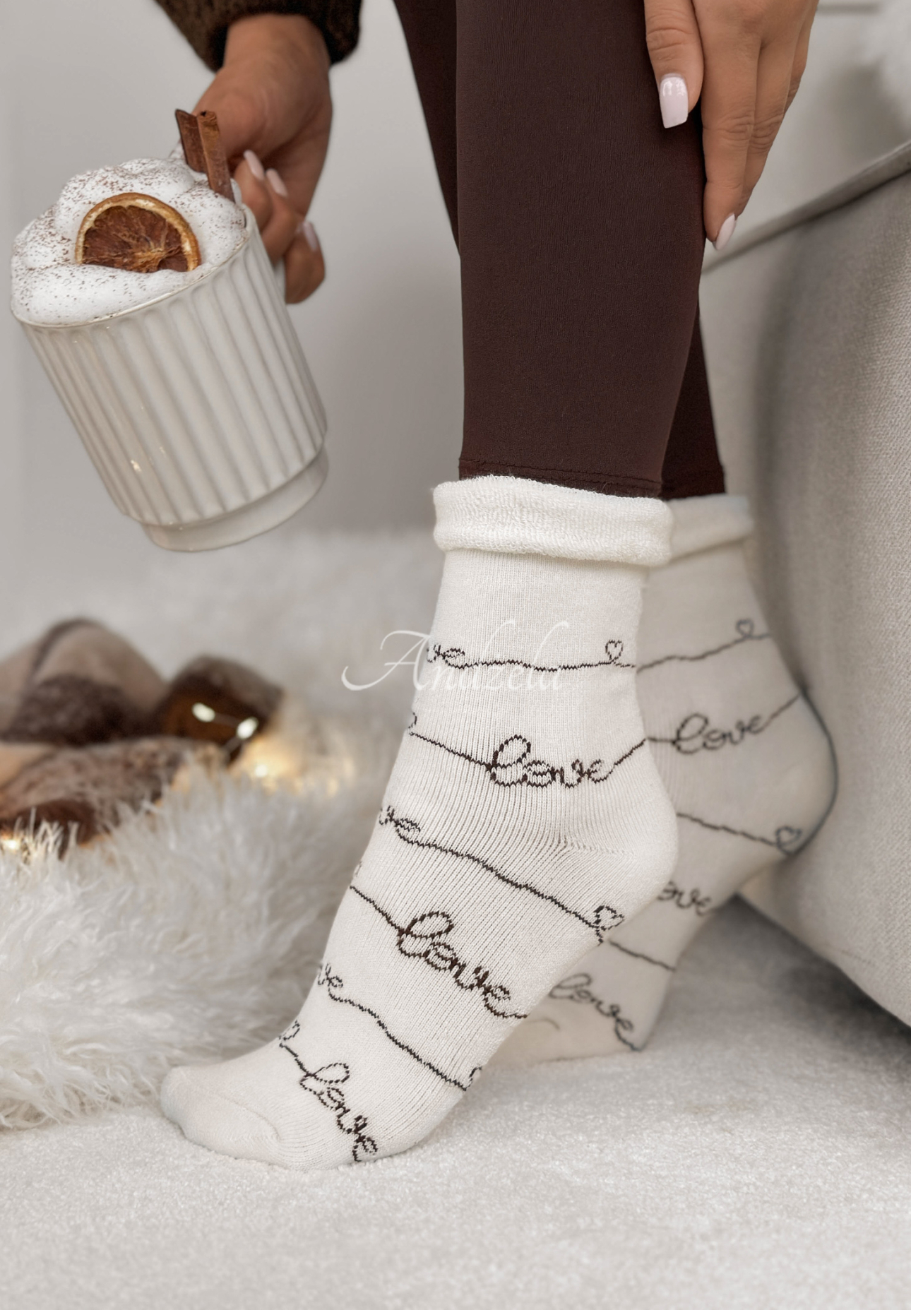 Dlouhé ponožky se vzory Chilly Days bílé
