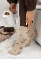 Dlouhé skarpetki z nadrukiem Sugar Snow béžové
