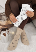 Dlouhé skarpetki z nadrukiem Sugar Snow béžové