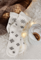 Dlouhé skarpetki z nadrukiem Sugar Snow bílé