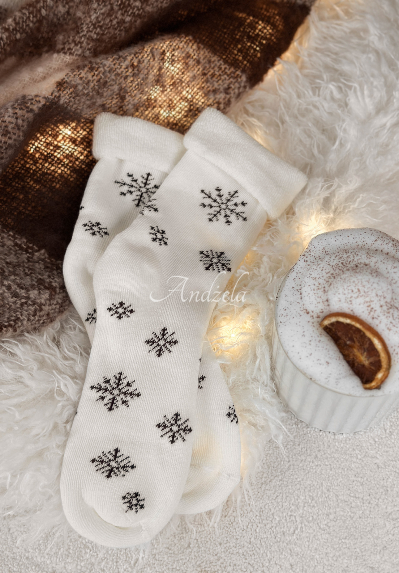 Dlouhé ponožky se vzory Sugar Snow bílé