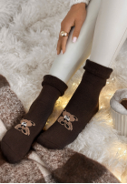 Dlouhé skarpetki z nadrukiem Teddy Vibes čokoládové