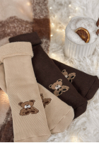 Dlouhé skarpetki z nadrukiem Teddy Vibes béžové
