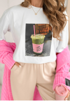 Tričko z nadrukiem I Love Matcha Bílá