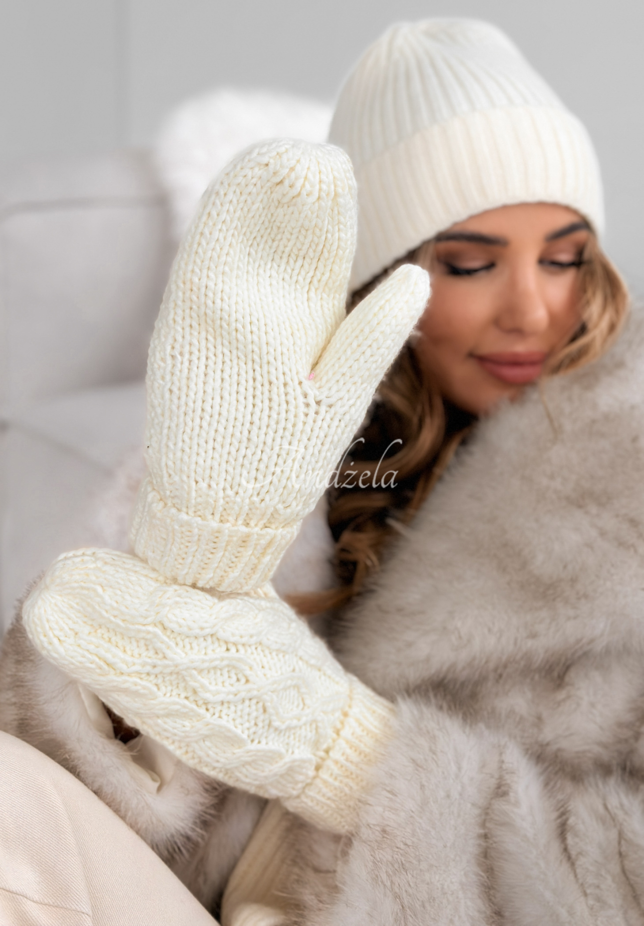 Pletené rukavice Arctic Weather ecru