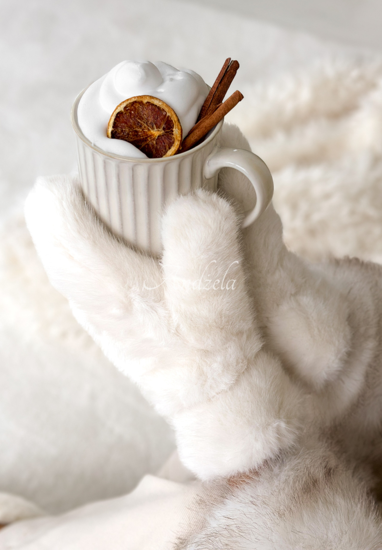 Rukavice s kožíškem Snowy ecru