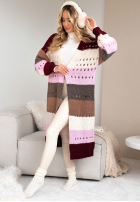 Dlouhý kardigan Just A Moment burgundowo-růžový