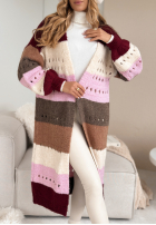 Dlouhý kardigan Just A Moment burgundowo-růžový