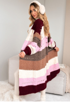 Dlouhý kardigan Just A Moment burgundowo-růžový