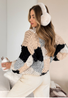 Ozdobnie pleciony Svetr Cozy Cuddles różowo-béžový