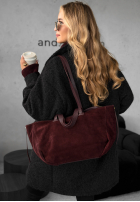 Zamszowa skórzana Kabelka Inspirational vínová