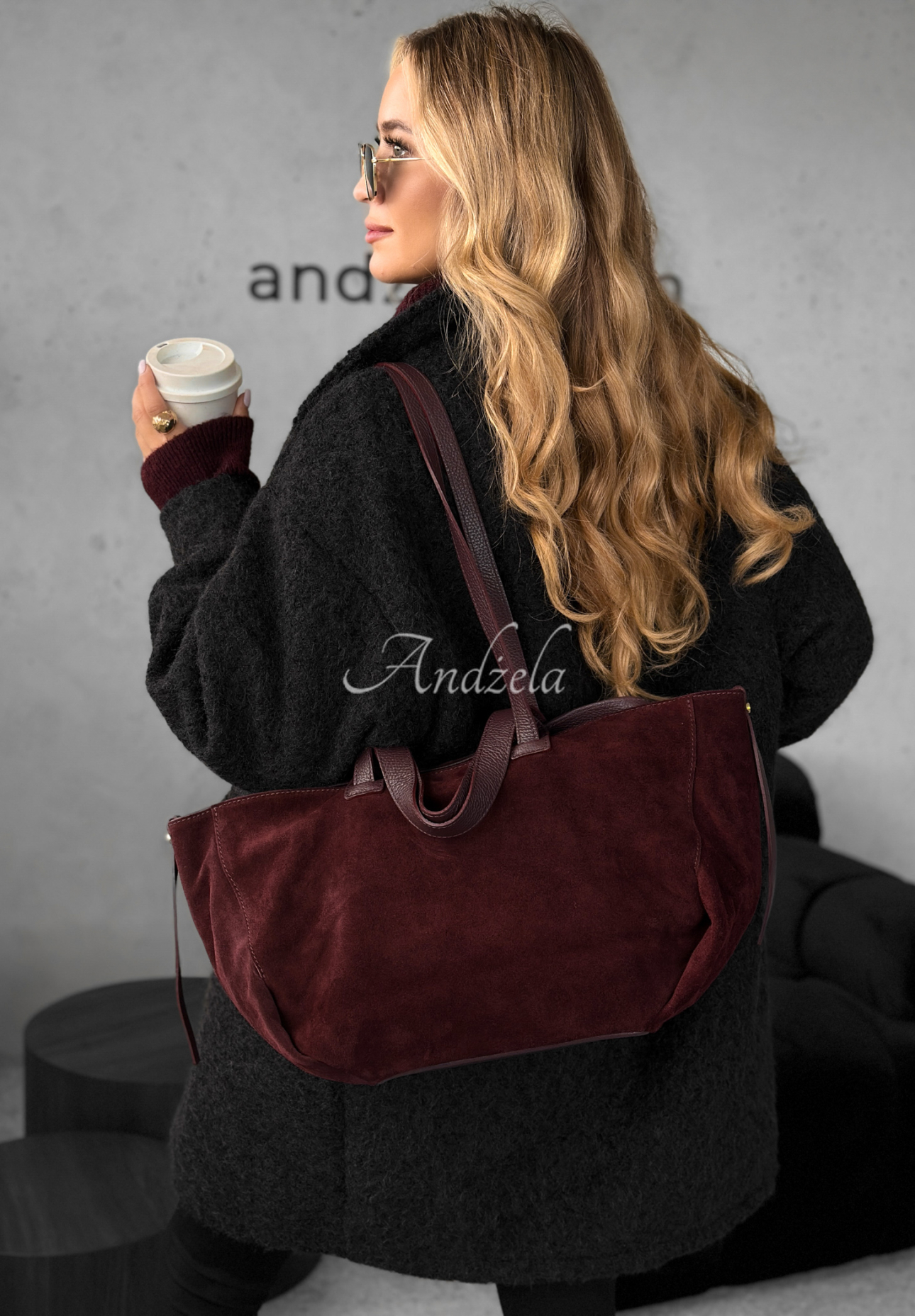 Semišová kabelka Inspirational vínová