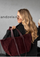 Zamszowa skórzana Kabelka Inspirational vínová