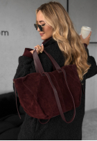 Zamszowa skórzana Kabelka Inspirational vínová