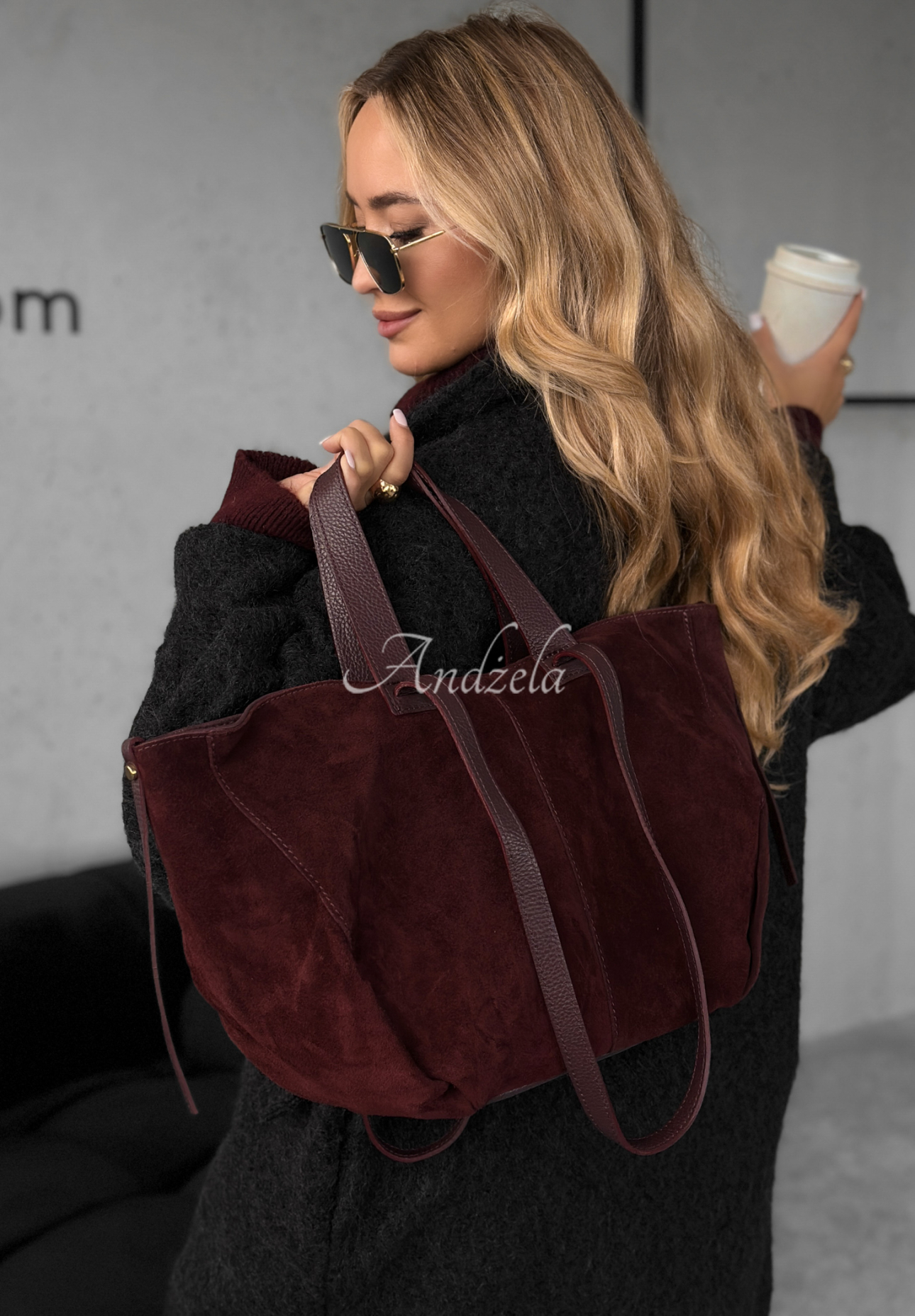 Semišová kabelka Inspirational vínová