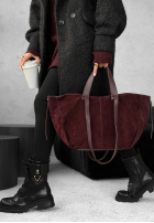 Zamszowa skórzana Kabelka Inspirational vínová