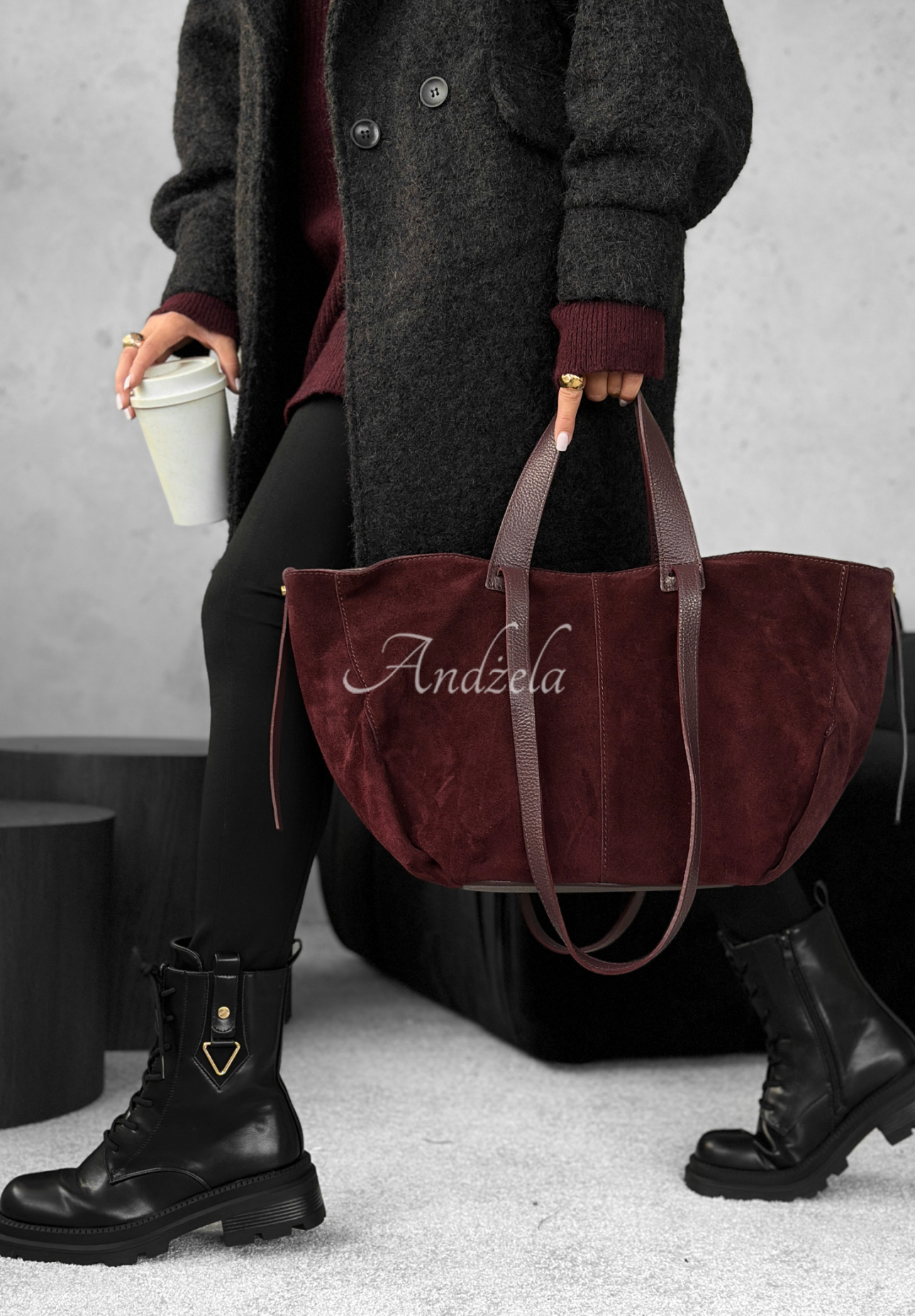 Semišová kabelka Inspirational vínová