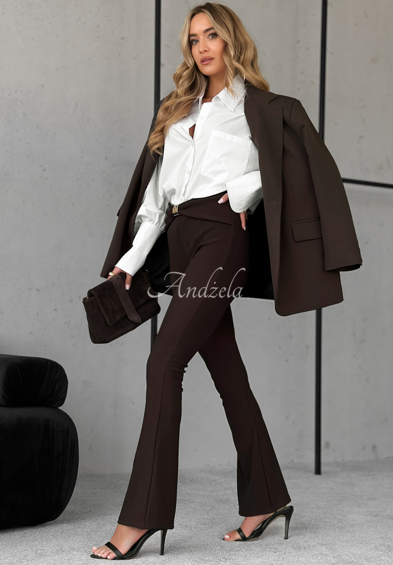 Legíny zvonové s ozdobným pasem To The Caffe čokoládové