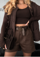 Skórzane spodenki z paskiem Cappuccino Time čokoládové