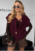 Krátká sweterkowa Vesta z guzikami Autumn Lovers vínová