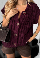 Krátká sweterkowa Vesta z guzikami Autumn Lovers vínová