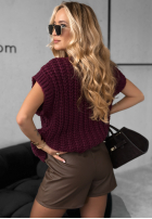 Krátká sweterkowa Vesta z guzikami Autumn Lovers vínová
