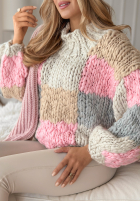 Ozdobnie pleciony Svetr Cozy Cuddles różowo-béžový