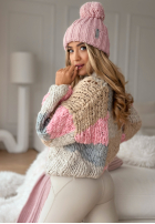 Ozdobnie pleciony Svetr Cozy Cuddles różowo-béžový