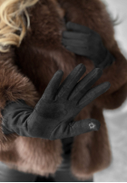 Dlouhé semišové Rukavice Long December černé