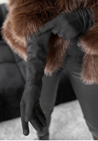 Dlouhé semišové Rukavice Long December černé